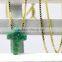 Synthetic Kiwi Green Opal Cross Pendant With 18K Plated 925 Sterling Silver Chain Necklace