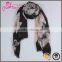 flower Printed wonderful floral womens scarf,black polyester scarf,new model scarf for women