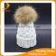 Wholesale woolen knit cap and hat with real raccoon fur pompoms winter hat