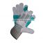 Free sample green double palm cow leather working gloves