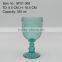 press glass drinkingware/Wine goblet,Hiball,DOF, sundae cup,pitcher in lake blue color with sunflower embossed patern