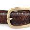 European and America ladies and women fashion embroid embossed narrow waist cloth and PU leather belt