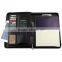 Professional zippered folder business briefcase with calculator and card holders