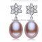 Fashion Accessories freshwater pearl earrings with Diamond elements