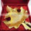 Beautiful wedding gift leaf shape gold plated brass tray