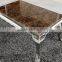 Silver metal corner table mirrored side table