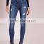 OEM service women high waist ripped vintage blue skinny jeans