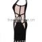 Black Geometric Color Block New Fashion 2015 HL Sleeveless O-Neck Bandage Dress Bodycon Girl Evening Party Dress
