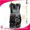 2016 sexy woman leather dress night club PU dress black zipper up clubwear