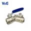 1/2" - 1 Inch Chrome Plated Ball Butterfly Handle 3 Way Water Brass Ball Valve With Y Strainer