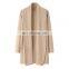 Luxury 2024 Autumn Solid Pattern Pure 100% Cashmere Women's Long Cardigan Knitted Sweater with Front Logo Casual Winter Wear