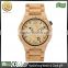 Japan date movement wooden watch matching color wooden case and bracelet