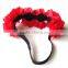 fashionable red rose flower shape fabric elastic bridal headband