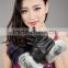 Winter Womens Black Fur Cuff Genuine Washed Leather Gloves
