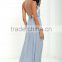Fashion Design Slender Straps Light Blue Lace Insert Maxi Dress