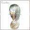 wholesale silky straight ombre silver grey synthetic wig glueless grey heat resistant hair wig for women