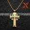 Fashion Jewelry Stainless Steel Iced Out CNC CZ Gold Cross Pendant For Hip Hop Men