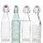 1 L Transparent Classic Clip Glass Water Bottle
