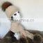 Audlt Wholesale Fancy Yarn Wool Knitting Hat And Scarf With Raccoon Pompom
