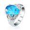 Royal blue zircon ring/ turkish gold plated silver ring/ 925 sterling silver jewellery