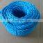 Twisted braided rope pp , split film polypropylene rope , blue 8mm nylon cord