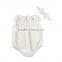 Hot Sale Summer Bouqitue Baby Clothing Rompers Plain Color Baby Girl Lace Rompers With Headband