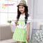 2015 new design stripe cotton two piece dress casual dress for girl princess dress for kids