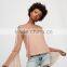 Wholesale woman fashion ruffle flounced sleeve soft mesh lady tops