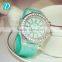6 Colors Luminous Hand Rhinestone Silicone Strap Watch Lover's Watch