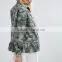 Hot Sale New Design Women Military Jacket Wholesale Lady Printed Jeans Camo Denim Jacket With Frill Hem