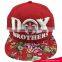 Factory Price Red Hip Pop Custom Acrylic Snapback Cap Wholesale With Printed Flower Visor