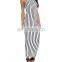 CHEFON Fashion stripe print maxi dresses for short women