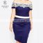 Latest fashion Plus size Lace Zip back closure Off the shoulder neckline stretch fat women dress for evening china wholesale