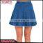 Newly Fashion Ladies Short Skirts High Banded Waist Back-Stitched Hem Wash Denim Mini Skirt