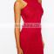 Wholasale Sexy Ladies High Neck With Bandage Style Mini Red Bodycon Dress