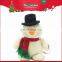 Christmas plush white snowman with red scarf and black hat
