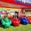 Outdoor movable inflatable ride playground, 3 horses fun derby family race ride facilities
