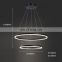 Modern Pendant Lamp Ring Shaped Droplight Black  / White Hanging Wire Chandelier Lighting
