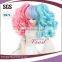 pink and blue curly synthetic girl doll wigs two ponytail