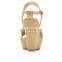 women high fashion good quality synthetic upper high heels open toe buckle strap wedges sandals shoes (LAJWG0037)