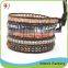 Magnetic Stone Mix Crystal Grey Leather High Quality Wrap Bracelet