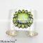 Hermosa Wholeale Jewelry Fashion Design Green Dichroic Glass Topaz Silver Genuine Wide Band Cuff Bangle