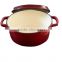cast iron 8 inch round glossy red casserole