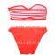 The Mystery of Elastic Straps - RELLECIGA Reddish Orange Strappy Push-Up Bandeau Top Wholesale Swimwear Bikini