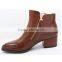 Spring Brown ladies fashion lace up Genuine leather boots