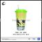 Double Wall Plastic mug with straw lid plastic insulated double walled coffee mugs