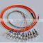 12 cores SM/MM bundle fan-out fiber optical pigtail with st connector,optical fiber st pigtails