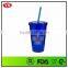 promotional 16oz bpa free insulated acrylic mug with straw