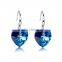 Fashion 925 Sterling Silver Blue Love Earrings ,the Heart of Austrian Crystal Earrings !