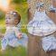 Hot sale wholesale baby clothes azure seersucker plaid organic cotton baby clothing set